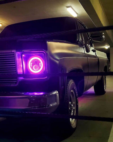 Oracle 7in High Powered LED Headlights - Black Bezel - ColorSHIFT 2.0 - 5769-333