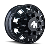 Mayhem 8180 BigRig 22x8.25 / 10x285.75 BP / 169mm Offset / 220.1mm Hub Front Blk/Milled Spokes Wheel - 8180-22810BMF