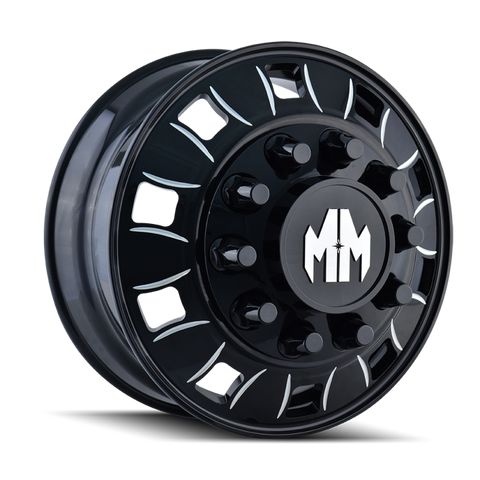 Mayhem 8180 BigRig 22x8.25 / 10x285.75 BP / 169mm Offset / 220.1mm Hub Front Blk/Milled Spokes Wheel - 8180-22810BMF