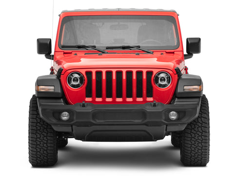 Raxiom 18-22 Jeep Wrangler JL/ JT 9-Inch LED Headlights w/ DRL and Halo- Black Housing (Clear Lens) - J137646