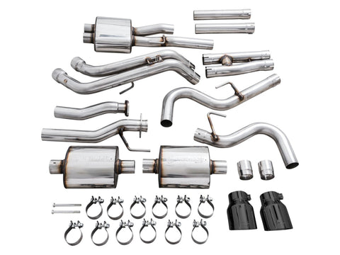 AWE Tuning 16-22 Toyota Tacoma 0FG Cat-Back Exhaust w/ BashGuard - Dual Diamond Black Tips - 3015-33826