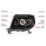 ANZO 2005-2011 Toyota Tacoma Projector Headlights w/ Halo Black - 121282