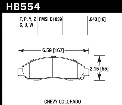 Hawk 06-08 Chevy Colorado / GMC Canyon HPS Street Brake Pads - HB554F.643