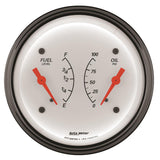 AutoMeter Gauge Dual Fuel & Oilp 3-3/8in. 0 Ohm(e) to 90 Ohm(f)& 100PSI Elec Arctic White - 1324