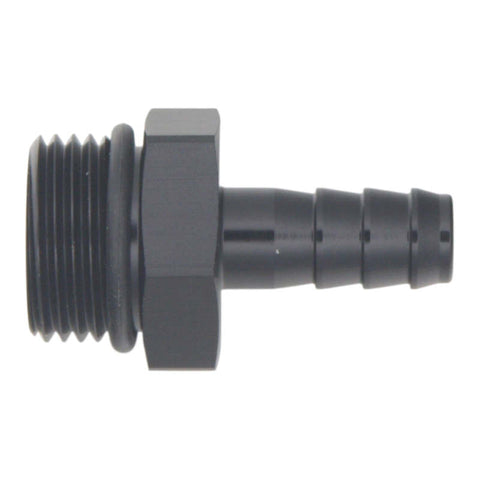 DeatschWerks 10AN ORB Male to 3/8in Male Triple Barb Fitting (Incl O-Ring) - Anodized Matte Black - 6-02-0517-B