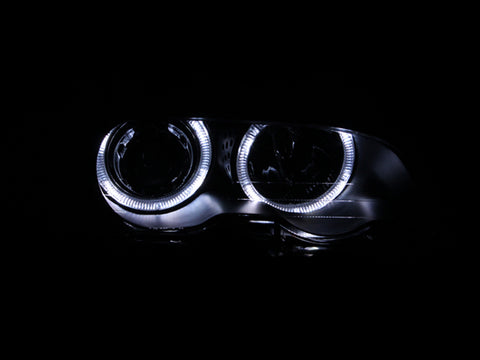 ANZO 2000-2003 BMW 3 Series E46 Projector Headlights w/ Halo Black - 121269