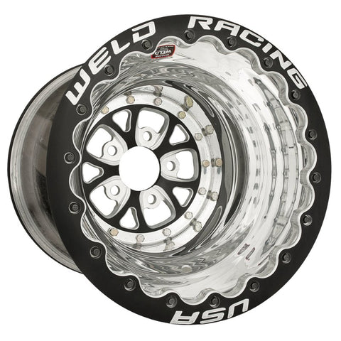 Weld V-Series 16x16 / 5x4.75 BP / 4in. BS Black Wheel - Black Double Beadlock - 84B-616278UB
