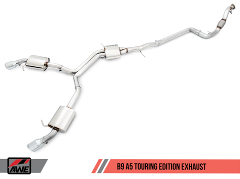 AWE Tuning Audi B9 A5 Touring Edition Exhaust Dual Outlet - Chrome Silver Tips (Includes DP) - 3015-32090