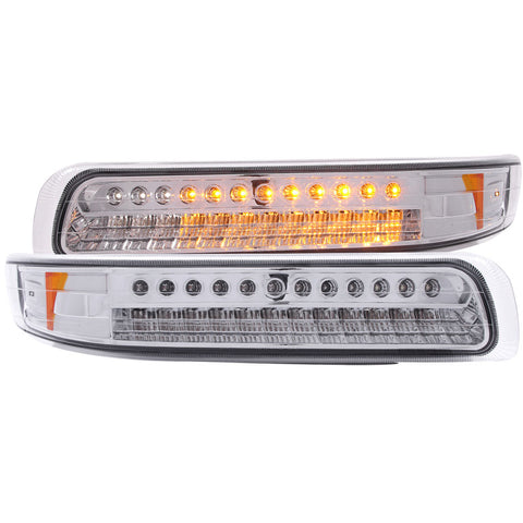 ANZO 1999-2002 Chevrolet Silverado 1500 LED Parking Lights Chrome w/ Amber Reflector - 511054