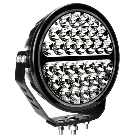 Go Rhino Xplor Blackout Series Round LED Sgl Driving Kit w/DRL (Surface/Thread Stud Mnt) 9in. - Blk - 751700911DRS