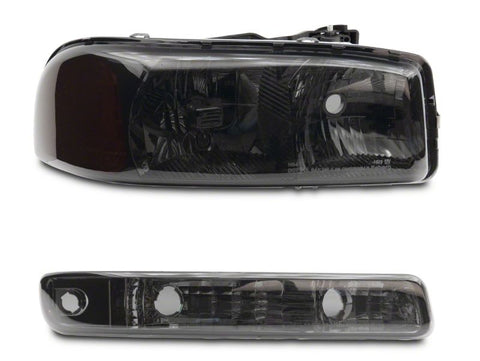 Raxiom 99-06 GMC Sierra 1500 Axial Series OEM Crystal Rep Headlights- Chrome Housing- Smoked Lens - S518304