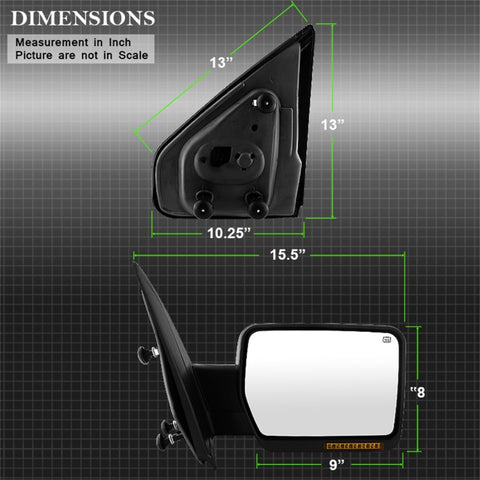 xTune Ford F150 07-14 Power Heated Amber LED Signal OE Mirror Right MIR-03349EH-P-R - 9935343