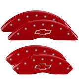 MGP 4 Caliper Covers Engraved Front & Rear Bowtie Red finish silver ch - 14008SBOWRD