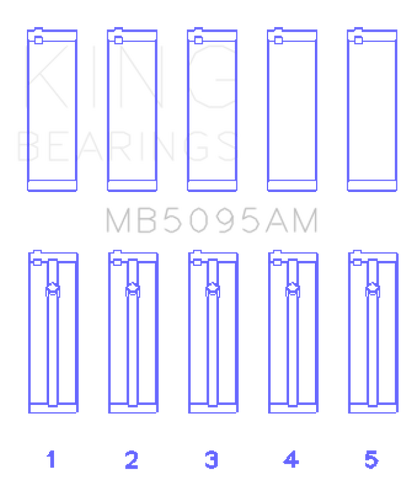 King Engine Bearings Toyota 2E (Size +0.25mm) Main Bearing Set - MB5095AM0.25