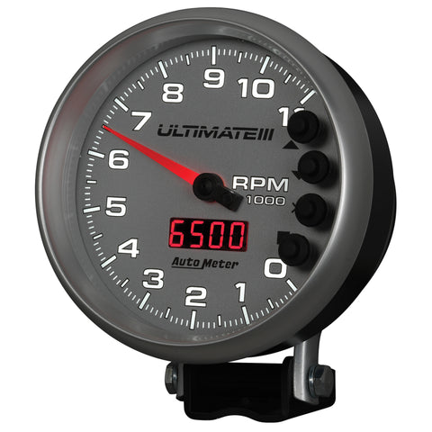 Autometer 5 inch Ultimate III Playback Tachometer 11000 RPM - Silver - 6886