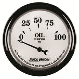 AutoMeter Gauge Oil Press 2-1/16in. 100PSI Elec Old Tyme White II - 1227