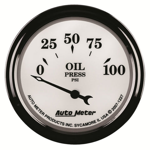 AutoMeter Gauge Oil Press 2-1/16in. 100PSI Elec Old Tyme White II - 1227