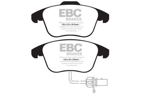 EBC 10+ Audi A5 2.0 Turbo Greenstuff Front Brake Pads - DP21998
