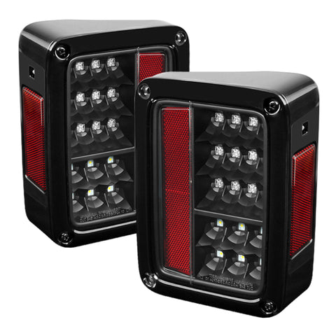 Spyder Jeep Wrangler 07-15 LED Tail Lights Black ALT-YD-JWA07-LED-BK - 5070395