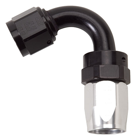 Russell Performance -10 AN Black/Silver 120 Degree Tight Radius Full Flow Swivel Hose End - 613423