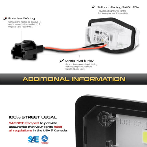 xTune 01-15 Honda Civic LED License Plate Bulb Assembly White 5500K LAC-LP-HA03 - Pair - 9044991