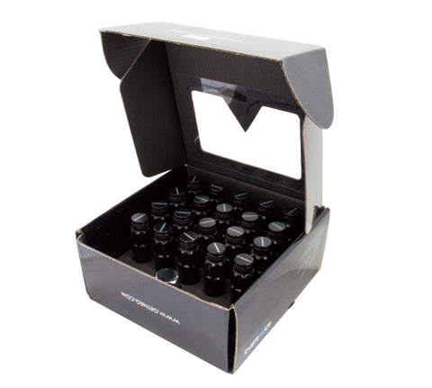 NRG 700 Series M12 X 1.5 Steel Lug Nut w/Dust Cap Cover Set 21 Pc w/Locks & Lock Socket - Black - LN-LS700BK-21