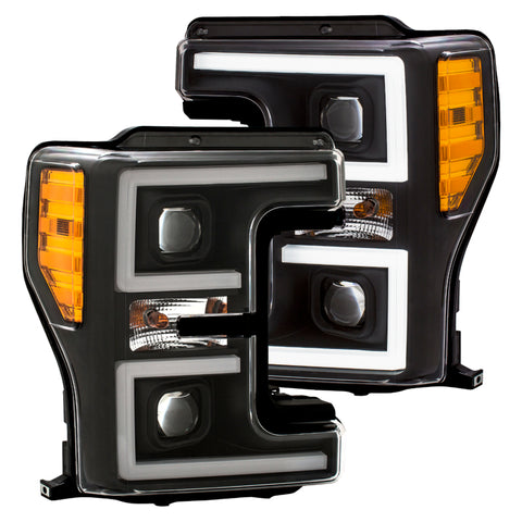 ANZO LED Headlights 17-18 Ford F-250 Super Duty Plank-Style L.E.D. Headlight Black (Pair) - 111388
