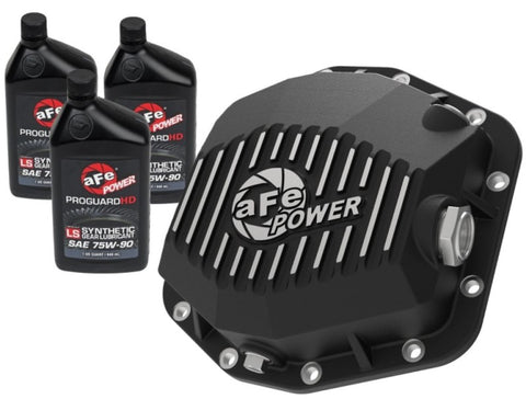 aFe POWER 2021 Ford Bronco w/ Dana M220 Diff Cover w/ Gear Oil Black Street Series w/ Machined Fins - 46-71291B