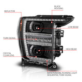 ANZO 21-23 Ford F150 LED Projector Headlight w/Switchback+Sequential - Black (Passenger Side Only) - 111594-R