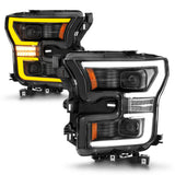 ANZO 15-17 Ford F-150 LED Projector Headlights - w/ Light Bar Switchback Black Housing - 111547