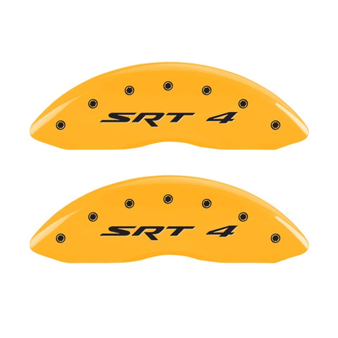 MGP Front set 2 Caliper Covers Engraved Front SRT4 Yellow finish black ch - 12002FSR4YL