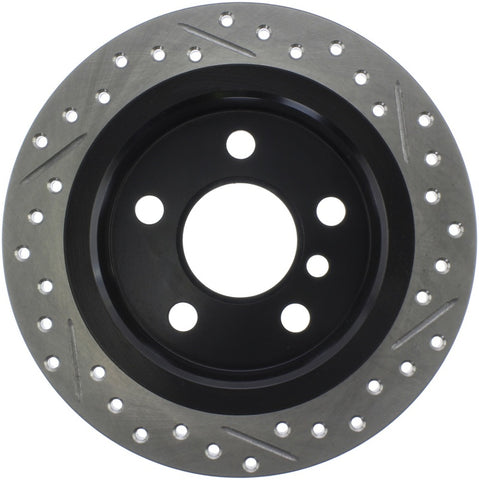 StopTech 14-15 Mini Cooper Base Slotted & Drilled Rear Right Rotor - 127.34159R