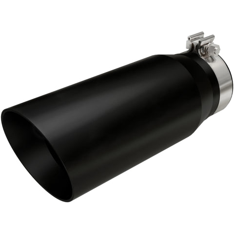 MagnaFlow Tip Stainless Black Coated Single Double Round Single Outlet 5in Dia 4in Inlet 13in L - 35240