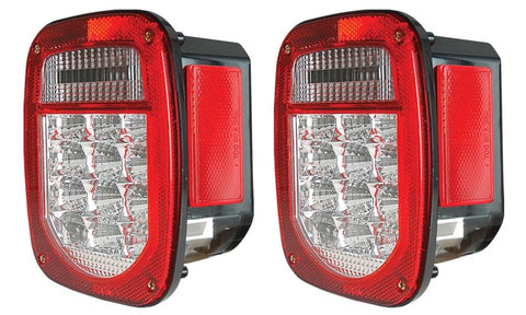 ANZO 1976-1985 Jeep Wrangler LED 2 Lens - Red/Clear, Chrome - 861082