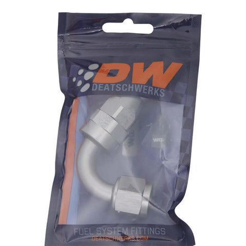 DeatschWerks 8AN Female Flare Swivel 120-degree Hose End - PTFE - 6-02-0875