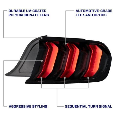 Form Lighting 2015-2023 Ford Mustang LED Tail Lights Smoke (Pair) - FL0007