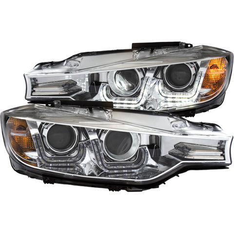 ANZO 2012-2015 BMW 3 Series Projector Headlights w/ U-Bar Chrome - 121505