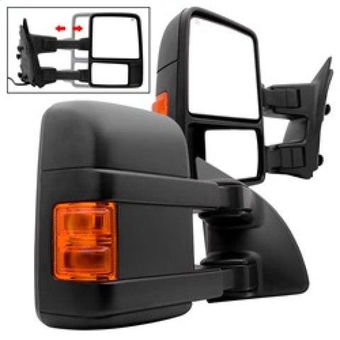xTune Pair G2 Ford Superduty 99-07 Heated Amber Signal Telescoping Mirrors MIR-FDSD99S-G2-PW-AM-SET - 9935459