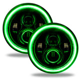 Oracle 7in High Powered LED Headlights - Black Bezel - Green - 5769-004