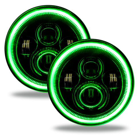 Oracle 7in High Powered LED Headlights - Black Bezel - Green - 5769-004
