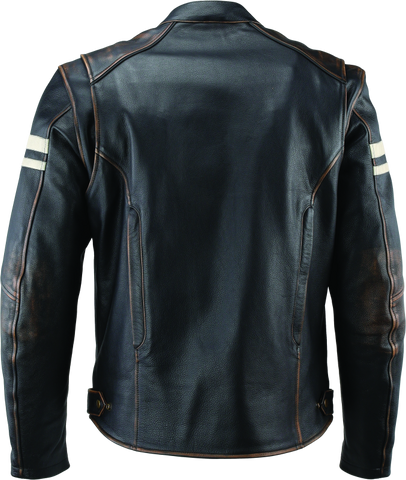 River Road Hoodlum Vintage Leather Jacket Black - Small - 094382