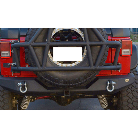 DV8 Offroad 07-18 Jeep Wrangler JK Steel Full Length Rear Bumper - RBSTTB-06