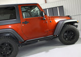 Fishbone Offroad 07-18 Jeep Wrangler JK 2 Door Rubicon Steel Rock Slider - Black Textured Powdercoat - FB23010