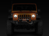 Raxiom 97-18 Jeep Wrangler TJ/JK Axial Halo Headlights w/ DRL Amber Signals- Blk Hsng (Clear Lens) - J108037