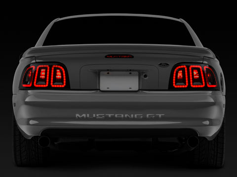Raxiom 96-98 Ford Mustang Icon LED Tail Lights- Black Housing (Smoked Lens) - 389876