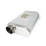 Stainless Bros 17in Overall Length 3in Thin Oval SS304 Muffler - 3in Offset In/Offset Out - 616-07623-0230