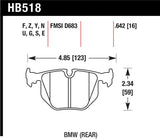 Hawk 01-06 BMW 330 / 97-01 740I / 96-01 750IL / 03-06 BMW M3 / 00-03 M5 / 00-06 X5 / 06-08 Z4 / 03-0 - HB518F.642