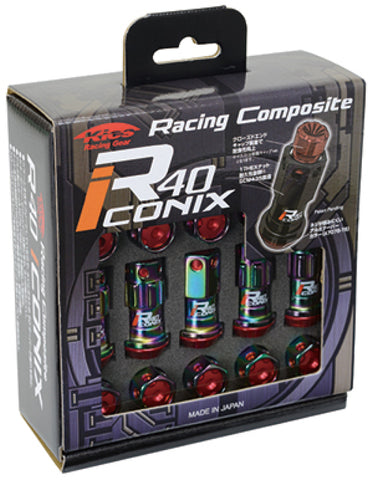 Project Kics 16+4 Neo Chrome Lock & Lug Nuts R40 Iconix - 14X1.25 (Black Cap) - WRIA15NK