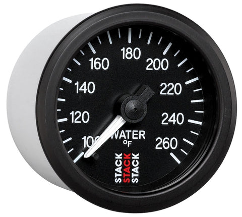 Autometer Stack 52mm 100-260 Deg F 1/8in NPTF Male Pro Stepper Motor Water Temp Gauge - Black - ST3308