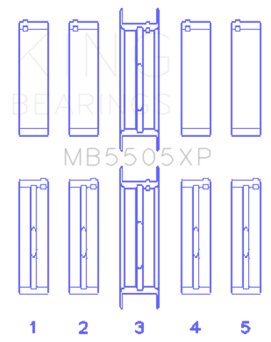 King Ford V8 351ci 5.8L / 400ci 6.6L 16V (Size STDX Oversized) Main Bearing Set - MB5505XPSTDX